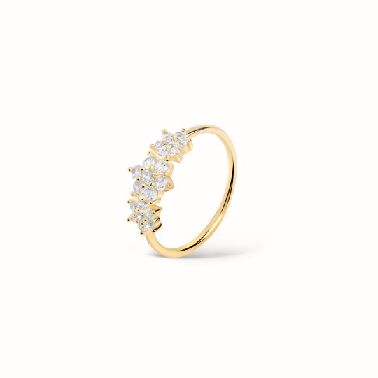 BAGUE MOTIF 3 FLEURS CZ
