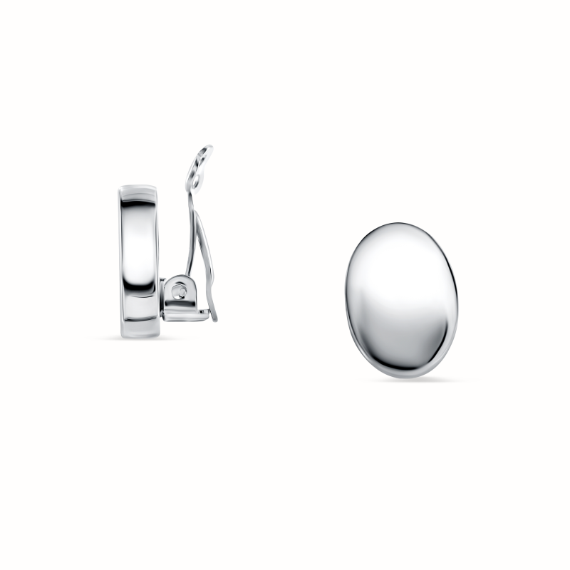 Clip Ovale Plat argenté-Boucles d'oreilles-Enomis