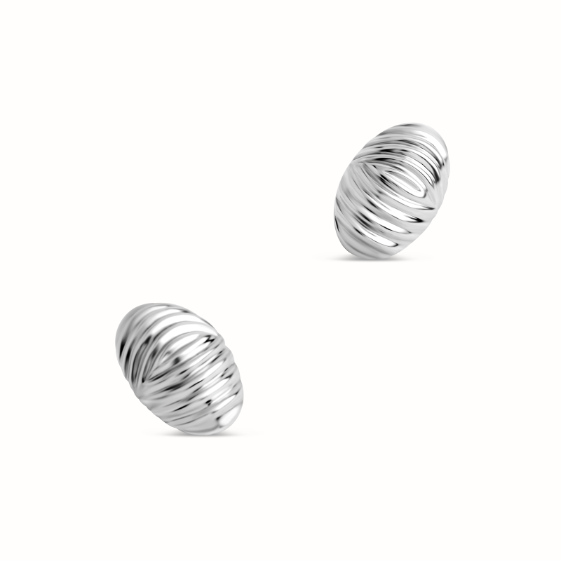 Clip Ovale Striée argenté-Boucles d'oreilles-Enomis