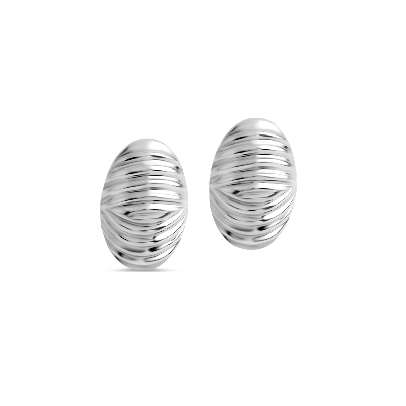 Clip Ovale Striée argenté-Boucles d'oreilles-Enomis