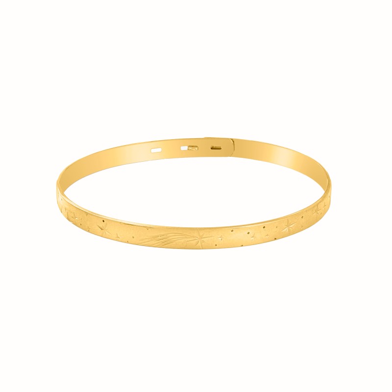 Jonc plaqué or jaune Etoile filante-Joncs à motifs-Enomis