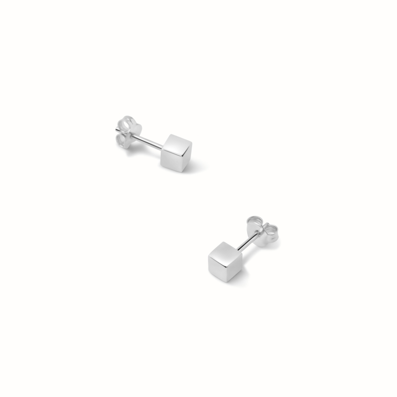 Boucles d'oreilles Puce Cube argenté-Boucles d'oreilles-Enomis