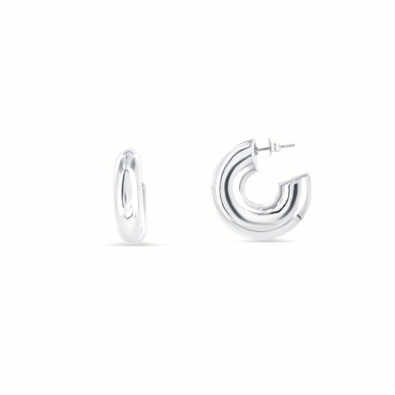 Boucles d'oreilles Bombée 30mm argenté-Boucles d'oreilles-Enomis