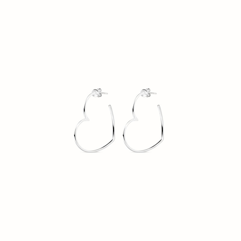 Boucles d'oreilles créoles Coeur L argenté-Boucles d'oreilles-Enomis