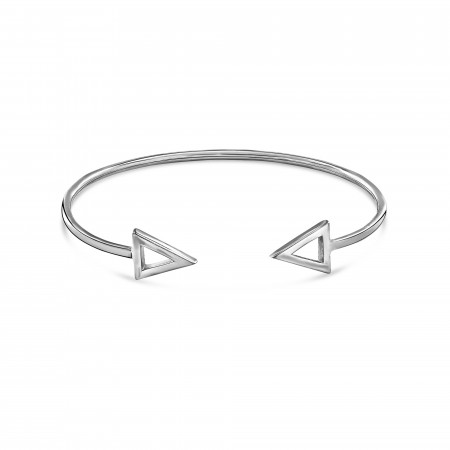 Sterling silver twin hollow triangle bangle