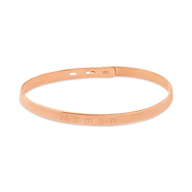 Pink gold plated Mom heart bangle-Message bangles-Enomis