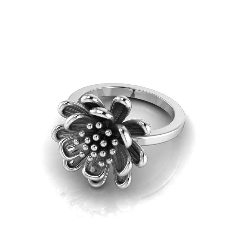 Bague Fleur Argenté-Bagues-Enomis