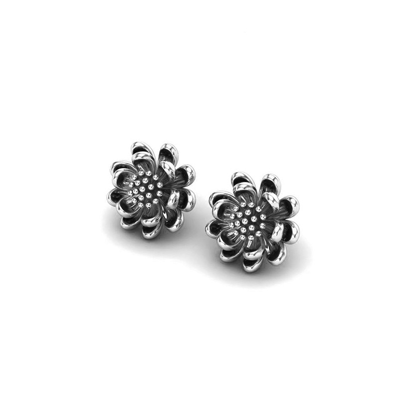 Boucles d'oreilles Pivoine argenté-Boucles d'oreilles-Enomis