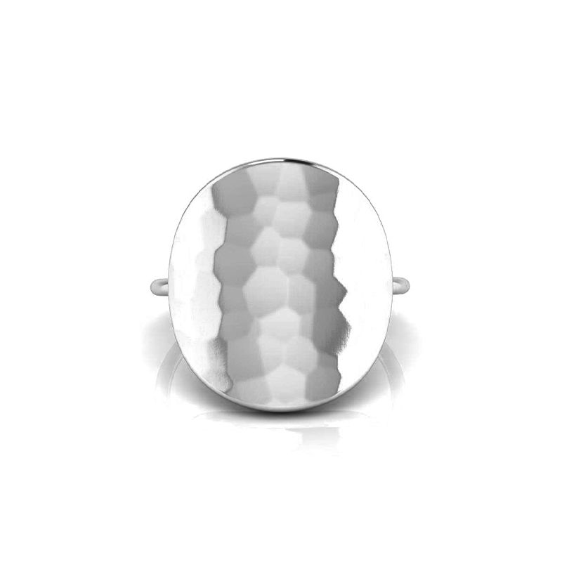 Bague Ovale Martelée argenté-Bagues-Enomis
