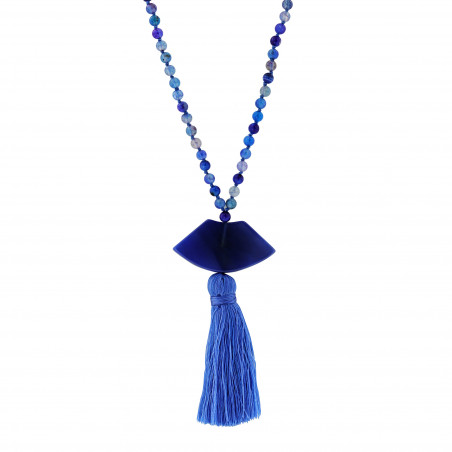 Blue agate long necklace