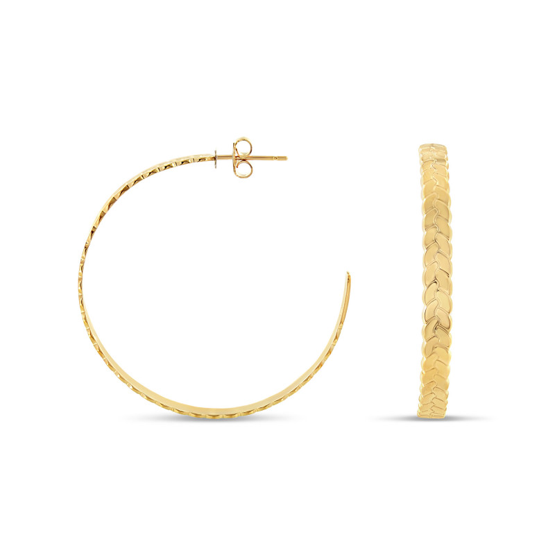 Yellow gold plated creoles braided earrings