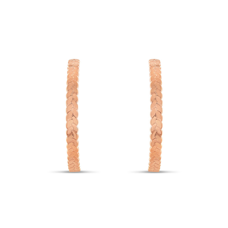Pink gold plated creoles braided earrings-Créoles-Enomis