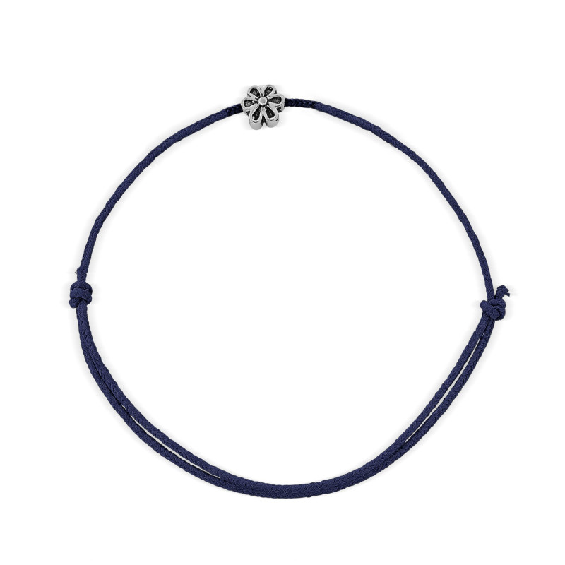 Bracelet cordon motif fleur Argent 925