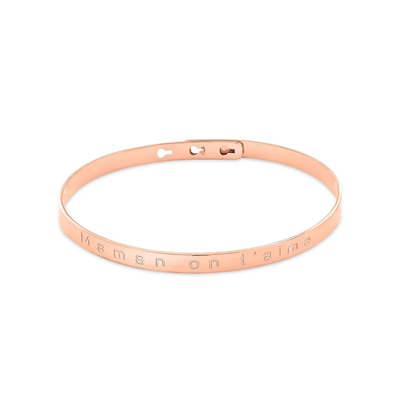 "Maman on t'aime" rose gold-plated bangle-Message bangles-Enomis