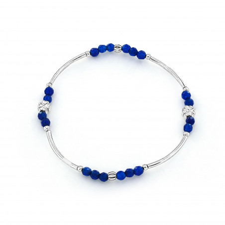 Bracelet Argent 925 élastique bleu