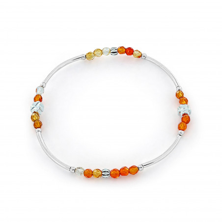 Bracelet Argent 925 élastique orange 