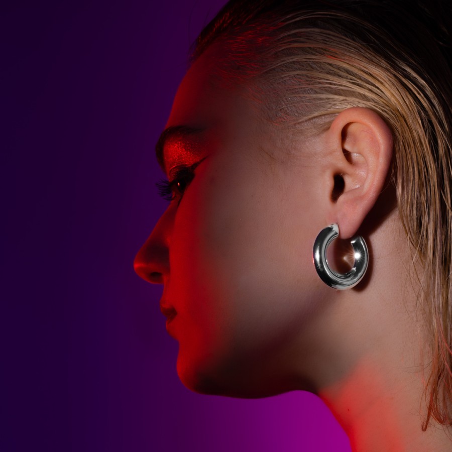 Boucles d'oreilles Bombée 30mm argenté-Boucles d'oreilles-Enomis