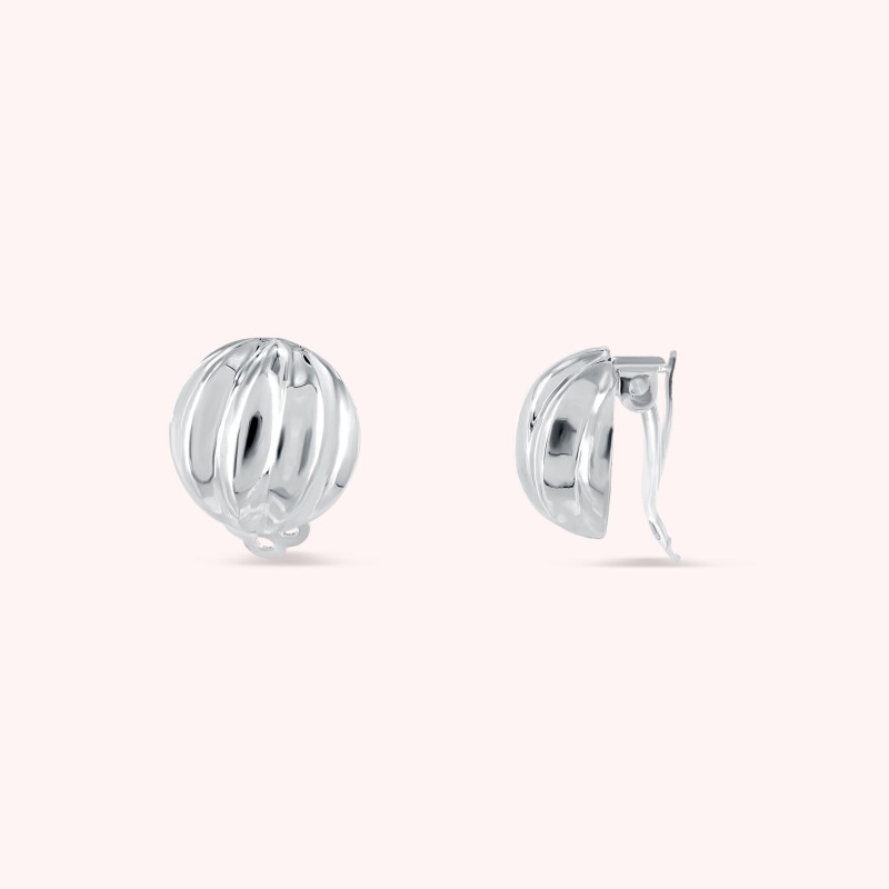 Boucles D’oreilles Clips Argentées Rondes – Petit Format Vintage – Très Bon état